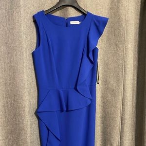 Blue sheath suit dress